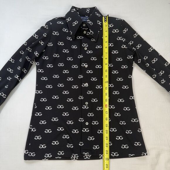 Vintage 70s GIVENCHY for CHESA Black Monogram Button Up Size 10 (fits like XS) - Picture 5 of 11